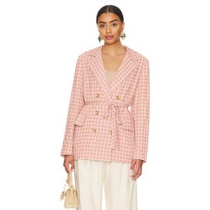 Free People Olivia Pink Gingham Blazer size XS